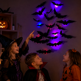 SpookyGlow – Läskigt & stämningsfullt – LED-väggdekoration med Halloween-fladdermus