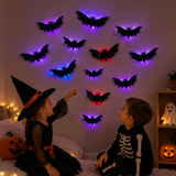 SpookyGlow – Läskigt & stämningsfullt – LED-väggdekoration med Halloween-fladdermus