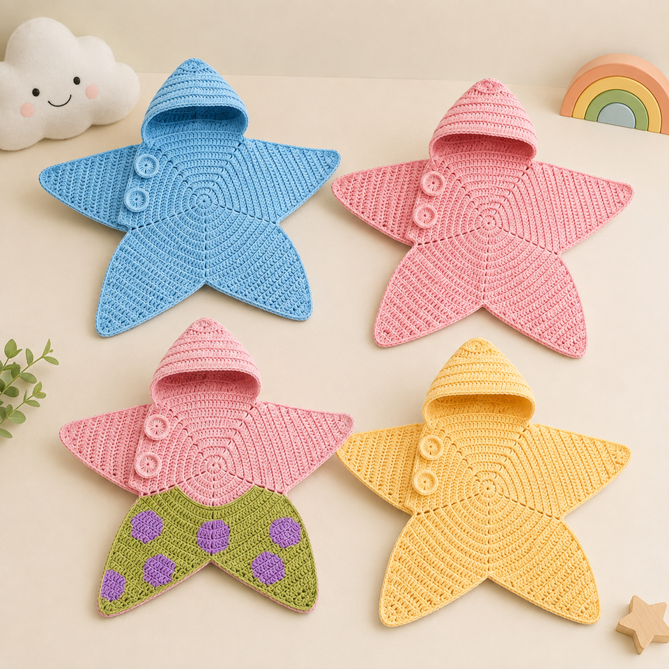 CozyStar – Mjuk & handgjord – Stickad babyoverall med stjärnformad design