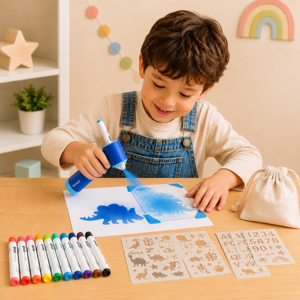PaintBuddy – Kreativt & pedagogiskt – Bärbart airbrush-ritset