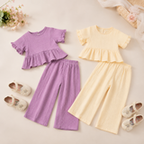 SoftCharm – Elegant och bekvämt – Set för flickor med volangtröja och långbyxor