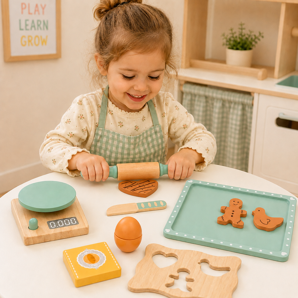 BakeBuddy – Kreativt & pedagogiskt – Leksaksset i trä för bakning