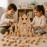 BlockyFun – Kreativt & pedagogiskt – byggklossar i trä, 100 delar