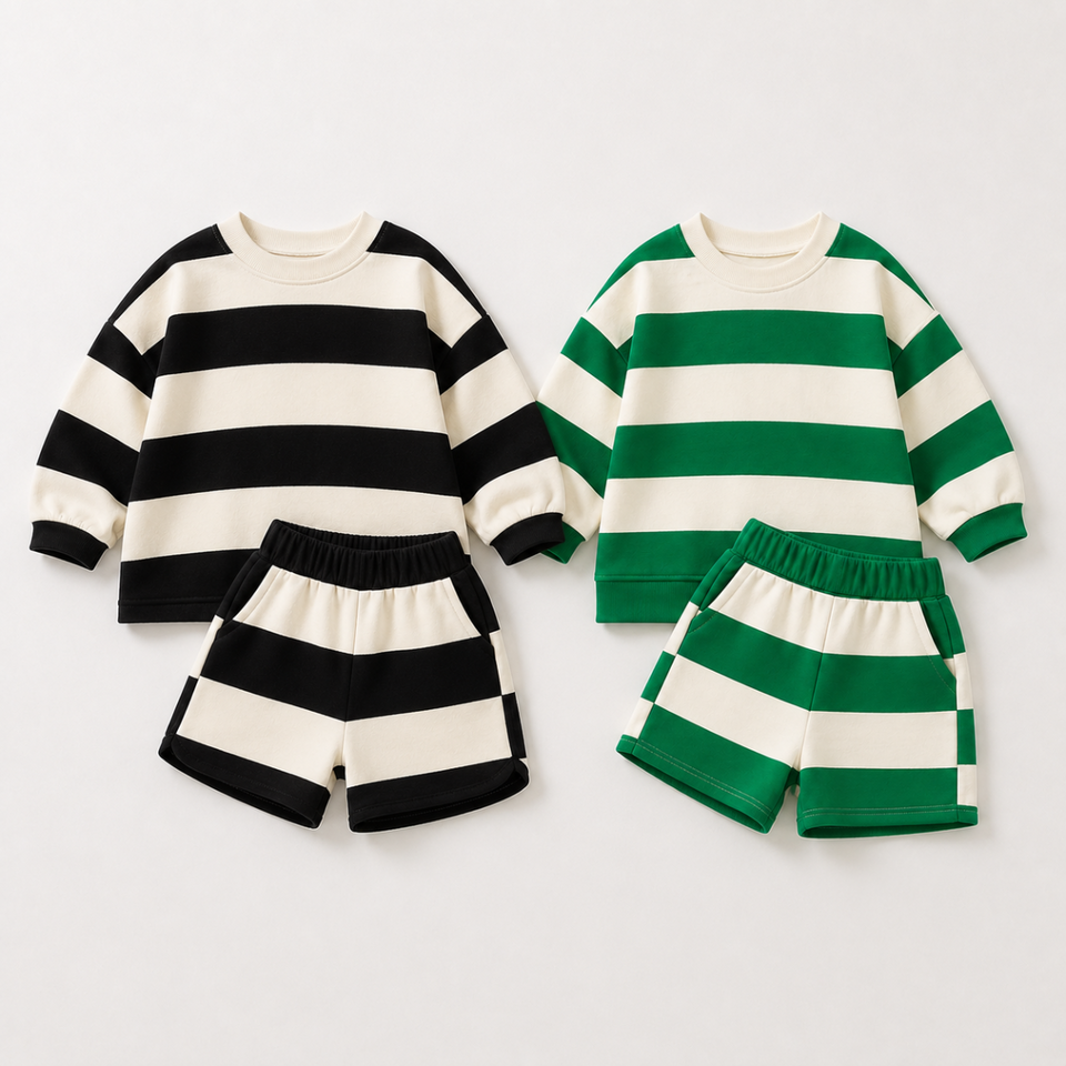 LittleStyle – Mjukt och bekvämt – Randigt Comfy-set i bomull