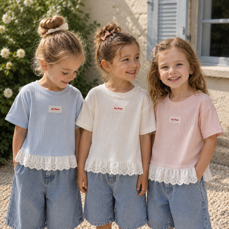 Polo Premium – Mjukt & sött – T-shirt med spetskant
