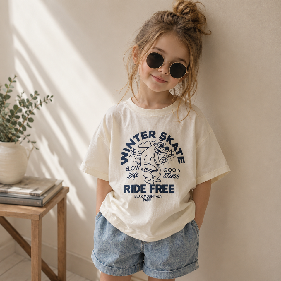 BearPlay – Komfort & stil –  Oversized T-shirt med vinterskate-tryck