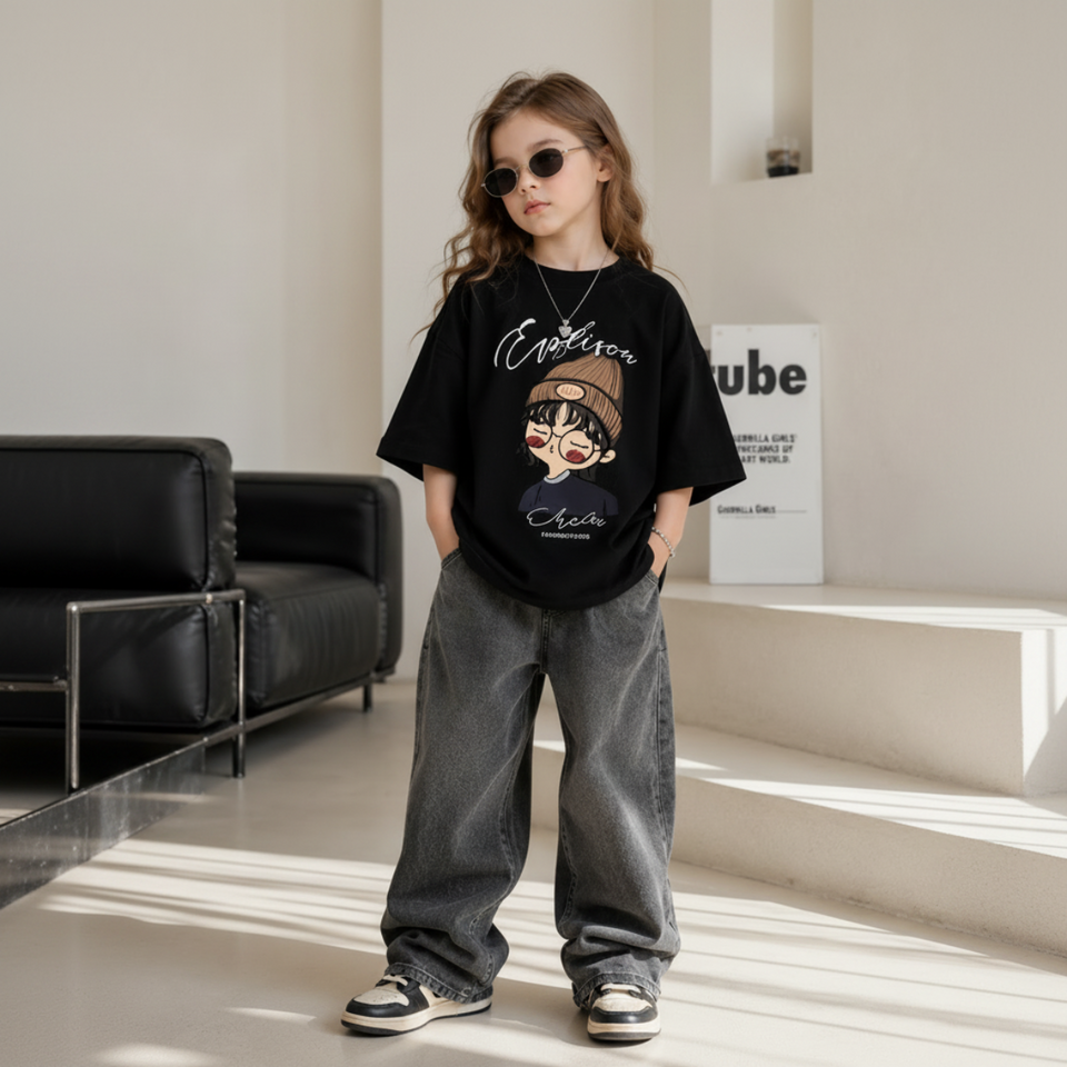 CuteStyle – Trendigt & bekvämt – T-shirt med överdimensionerat serietryck