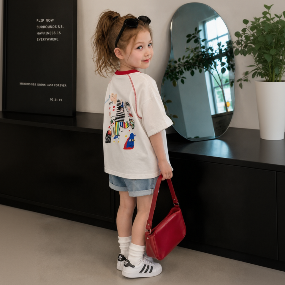 LittleVibe – Lek och kreativitet – T-shirt i stor storlek med färgglad illustration