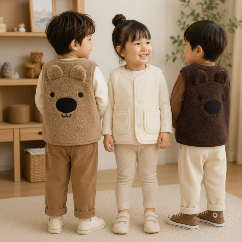 Baby Bear Fleece Vest – Varm och mjuk – Barnväst med björnmotiv