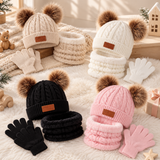 CozyPom – Varm & Mjuk - Vinterset med Mössa, Halsduk och Handskar