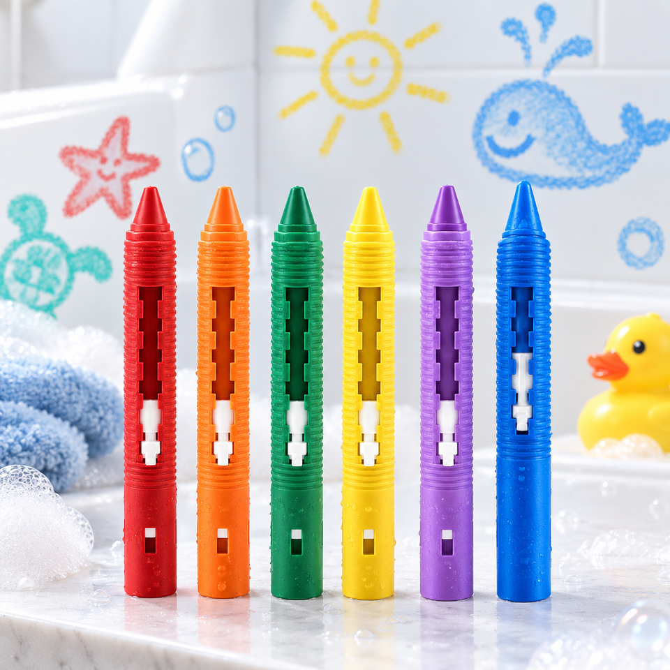 DoodleBath – Färgglatt & lekfullt – Set med 6 badkritor