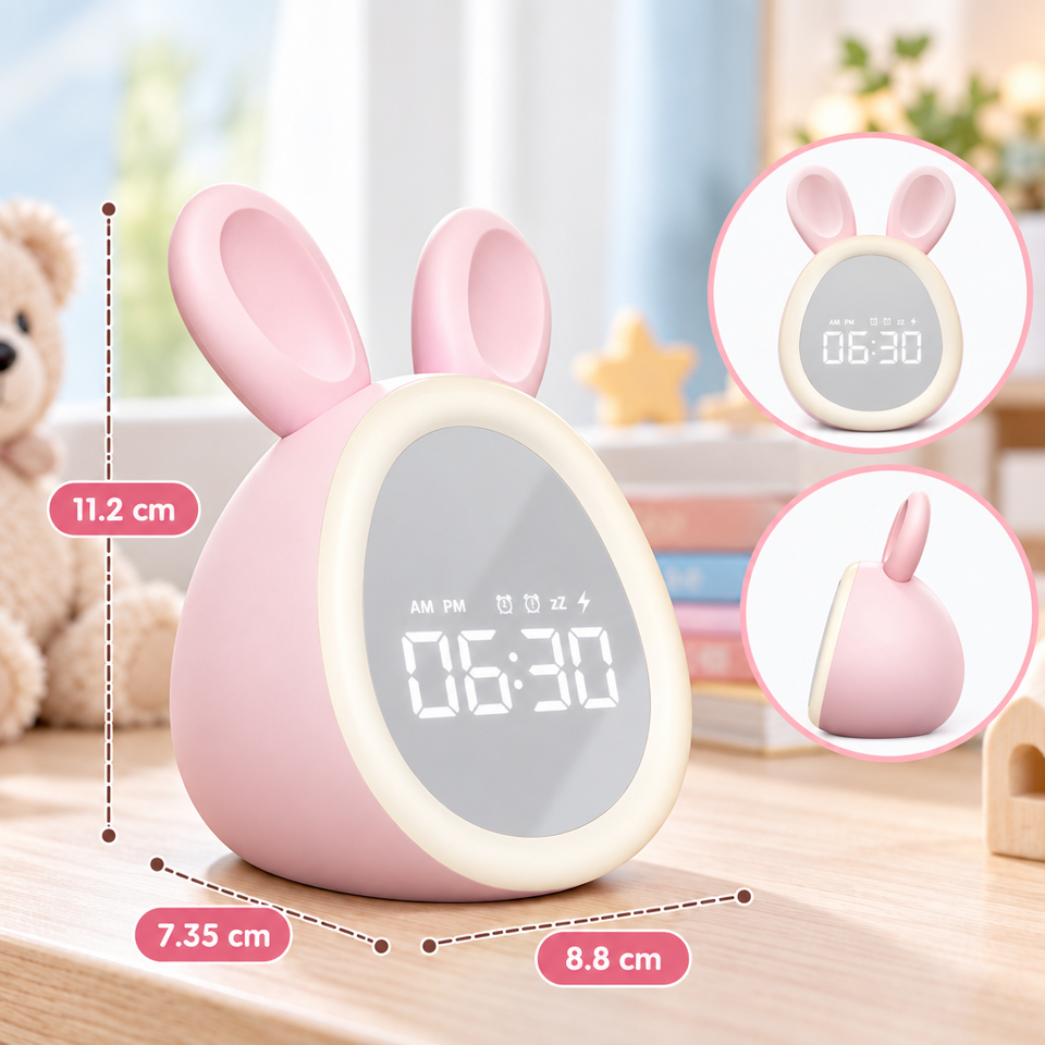 BunnyGlow – Söt & praktisk – digital väckarklocka för barn med nattlampa