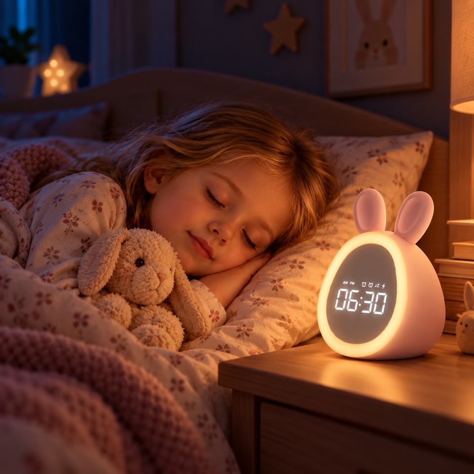 BunnyGlow – Söt & praktisk – digital väckarklocka för barn med nattlampa