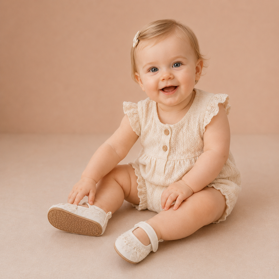 PrincessLace – Eleganta & söta – babyskor med spets och kardborreförslutning