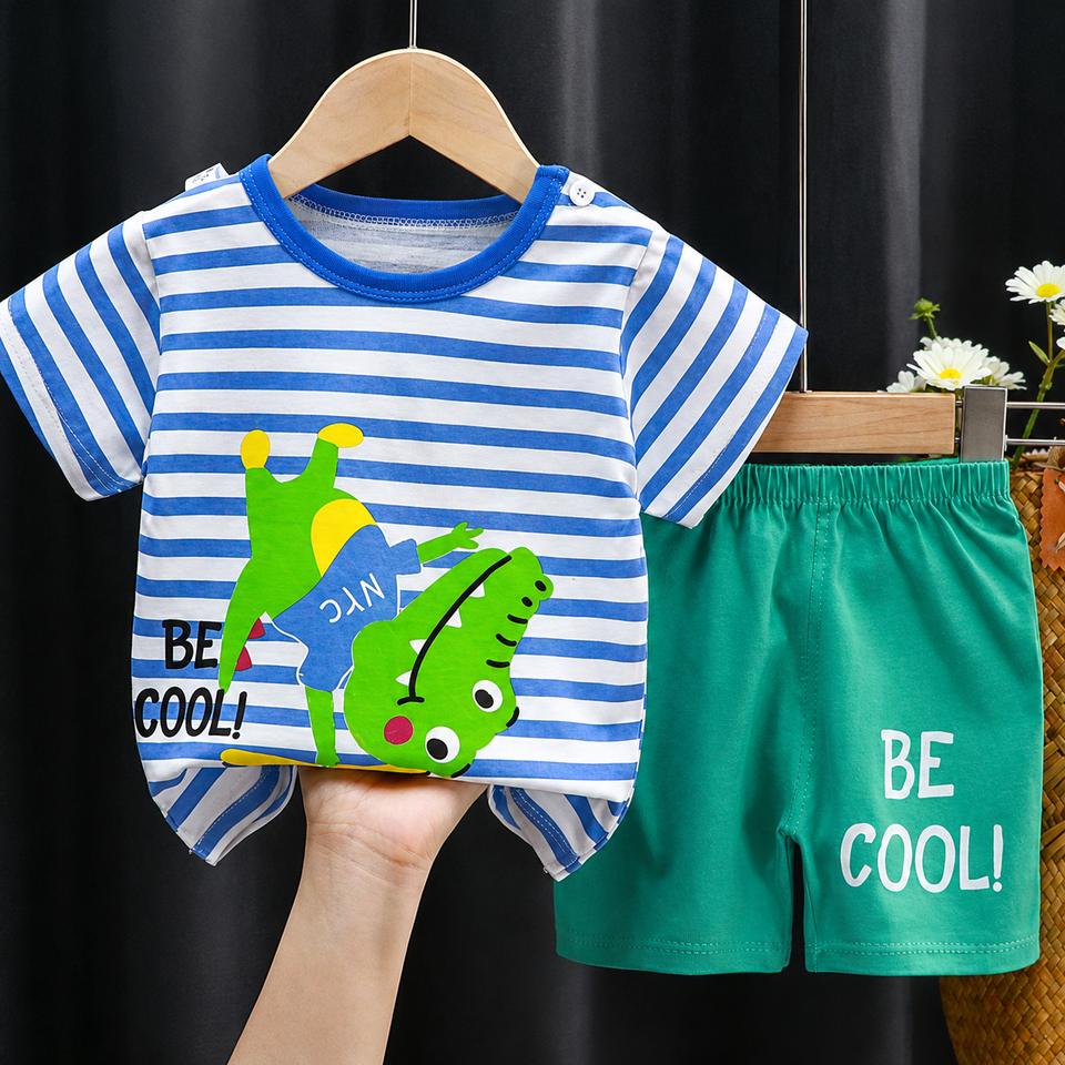 Mini Fashion™ - Lejontryck - Sommarset för pojkar
