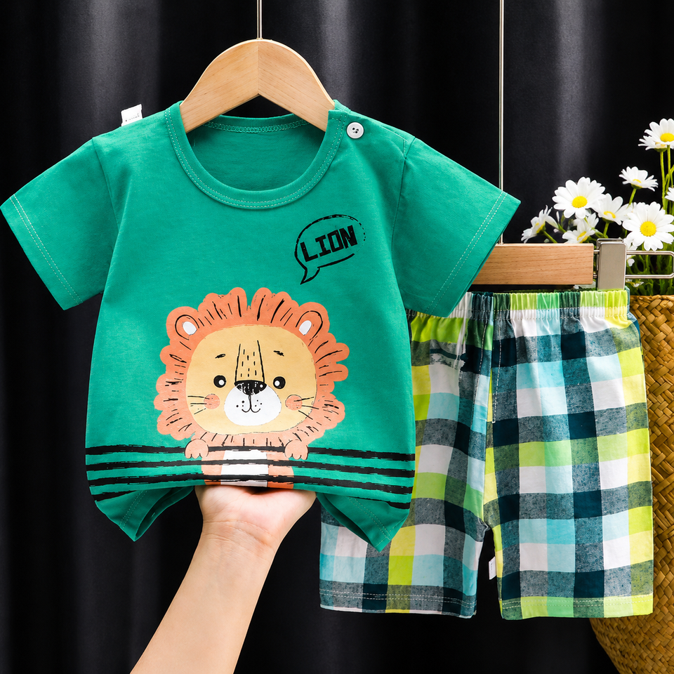 Mini Fashion™ - Lejontryck - Sommarset för pojkar