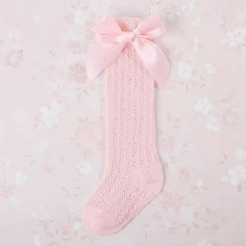 LittleCharm – Mjuka & eleganta – knästrumpor för flickor med rosett