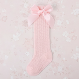 LittleCharm – Mjuka & eleganta – knästrumpor för flickor med rosett