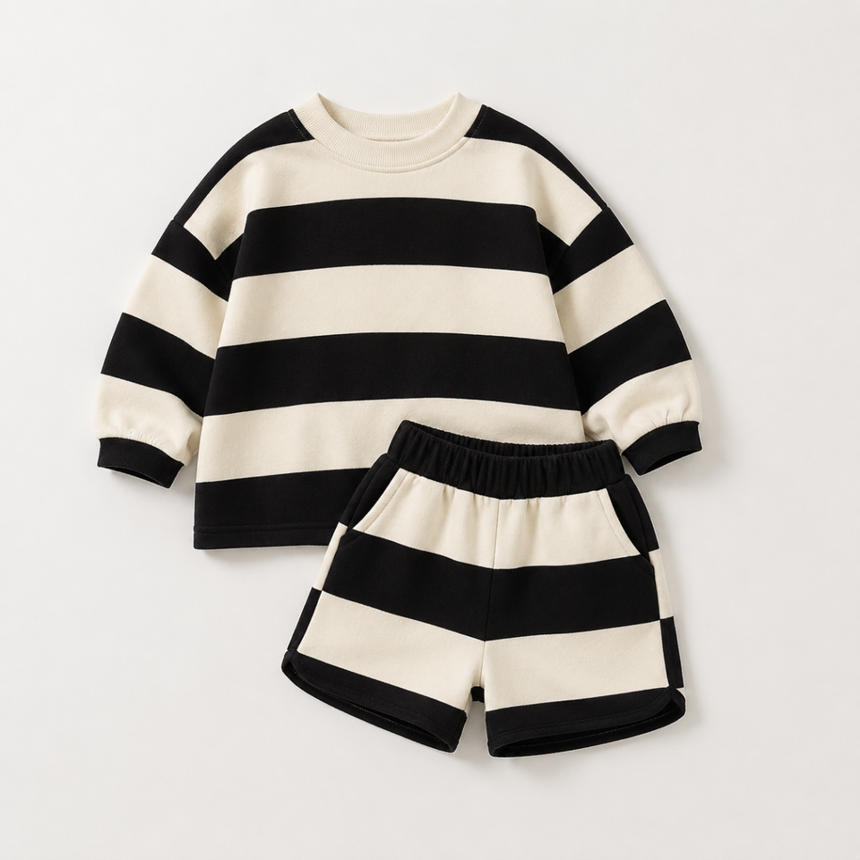 LittleStyle – Mjukt och bekvämt – Randigt Comfy-set i bomull