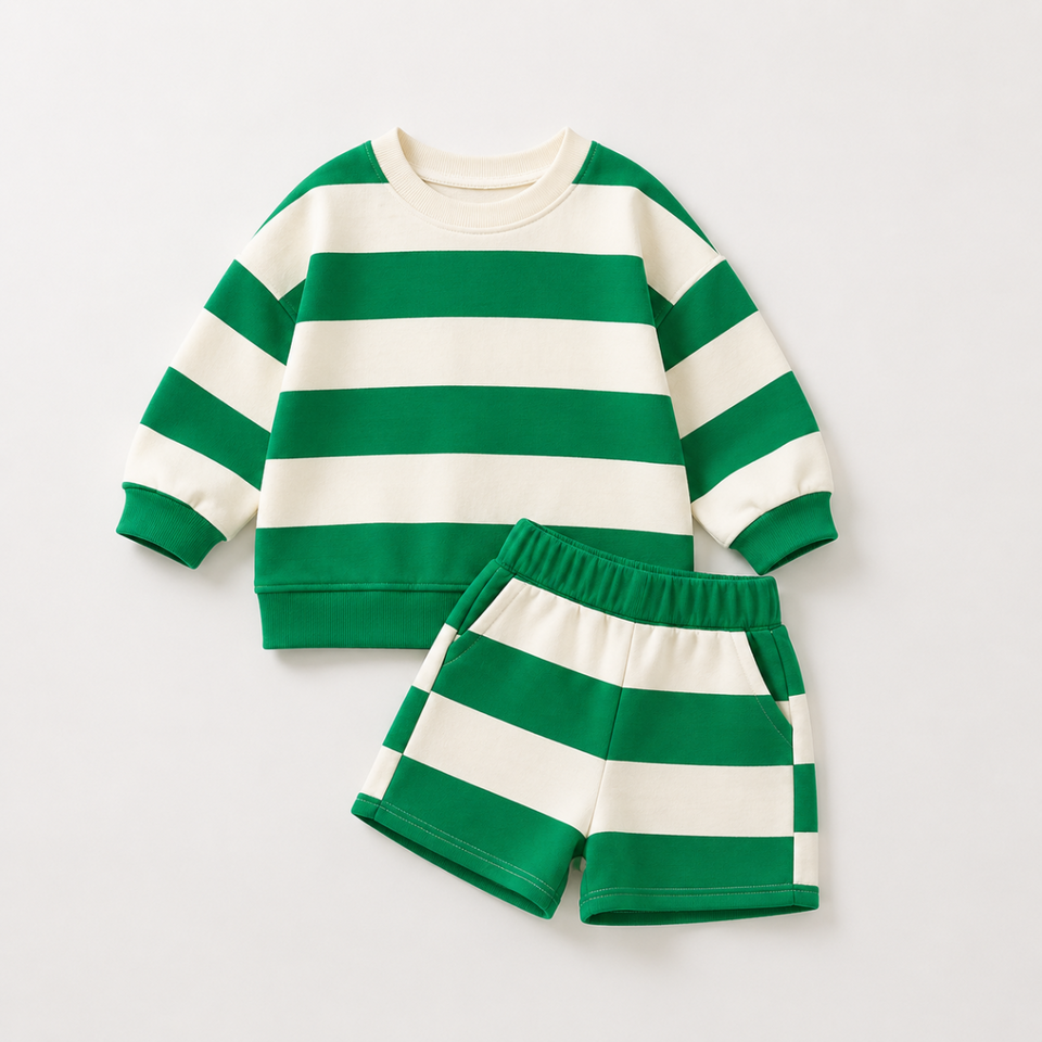 LittleStyle – Mjukt och bekvämt – Randigt Comfy-set i bomull
