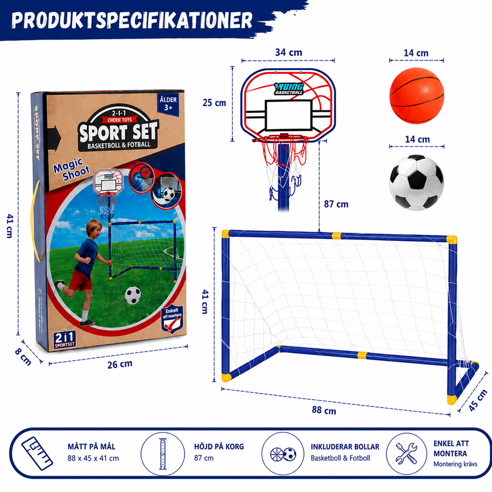 Kids Ball Games - Dubbel spelglädje – fotbolls- och basketbollsset