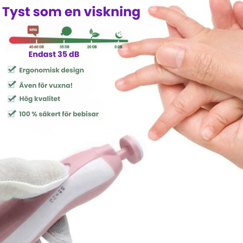 SafeCare – Tyst och säker – Elektrisk nagelfilsats för barn