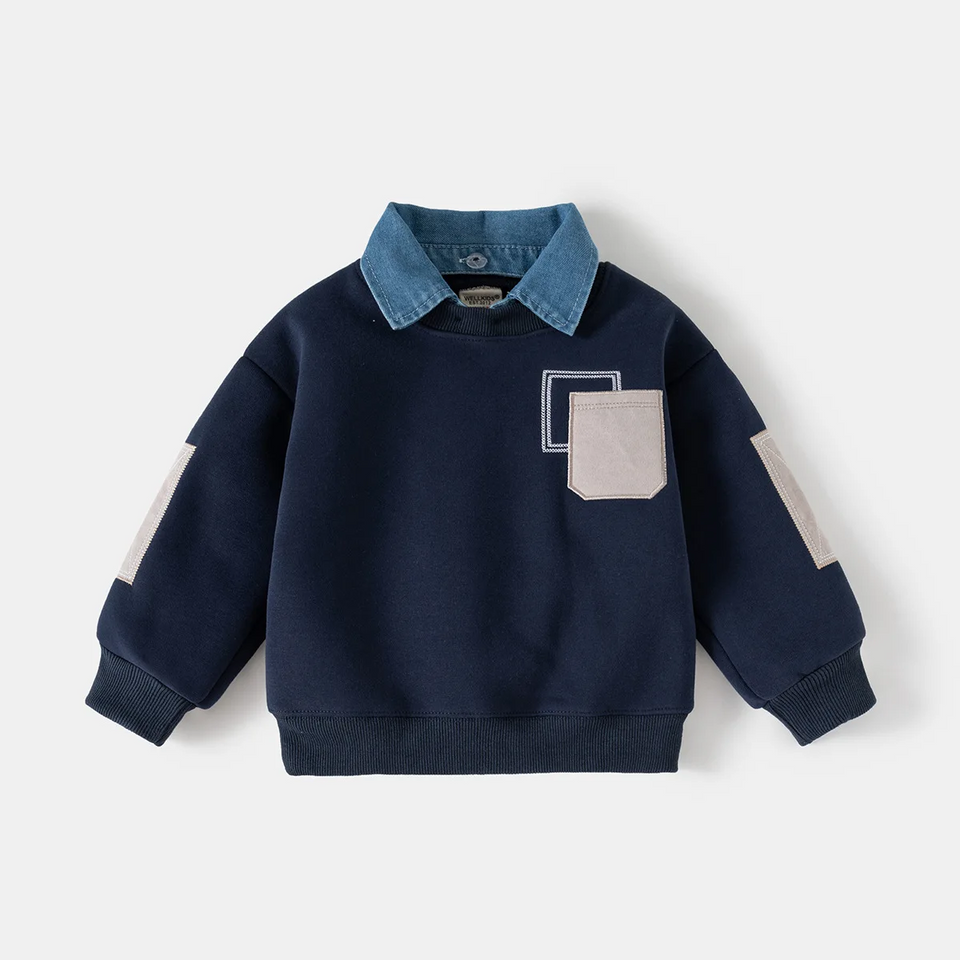 CoolJunior – Varm och stilfull – Tröja för pojkar med jeanskrage