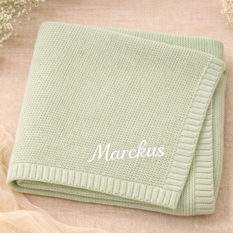 Personalized Baby Blanket – Mjuk & unik – Personlig broderad bomullsfilt