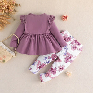 Mini Fashion™ - Babyoutfit för flickor med rosett i polyester