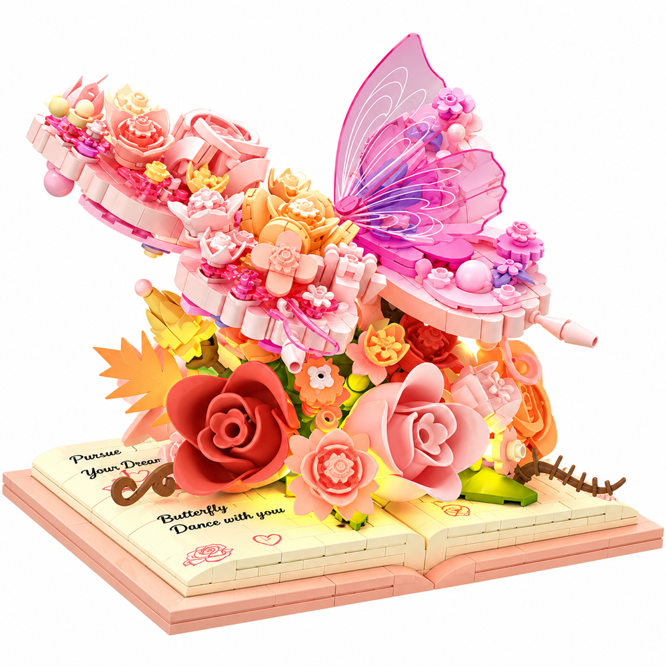 BloomBook – Romantiskt & kreativt – 3D-blombok med rosor och fjärilar