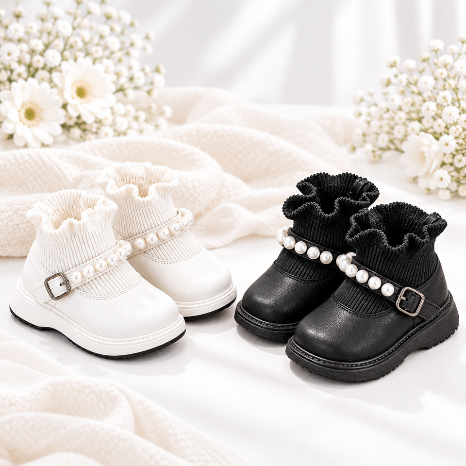 PearlCharm – Eleganta & söta – barnstövletter med pärldetaljer