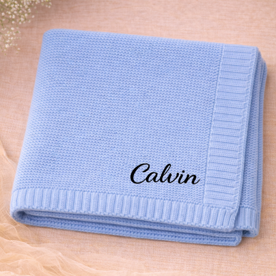 Personalized Baby Blanket – Mjuk & unik – Personlig broderad bomullsfilt