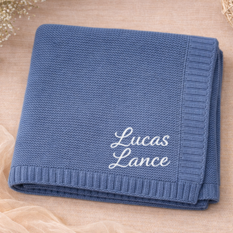 Personalized Baby Blanket – Mjuk & unik – Personlig broderad bomullsfilt