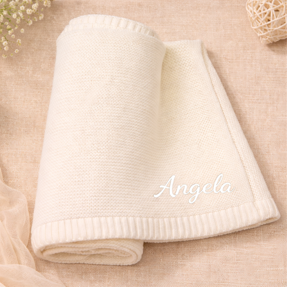 Personalized Baby Blanket – Mjuk & unik – Personlig broderad bomullsfilt