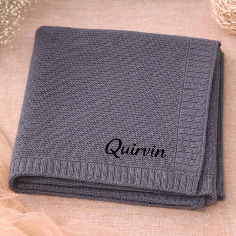 Personalized Baby Blanket – Mjuk & unik – Personlig broderad bomullsfilt