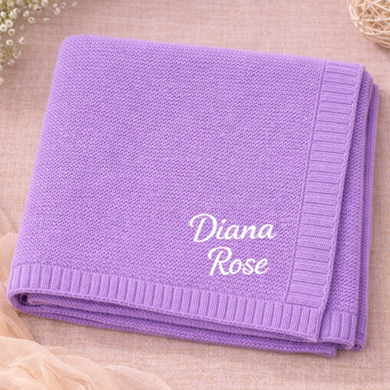Personalized Baby Blanket – Mjuk & unik – Personlig broderad bomullsfilt