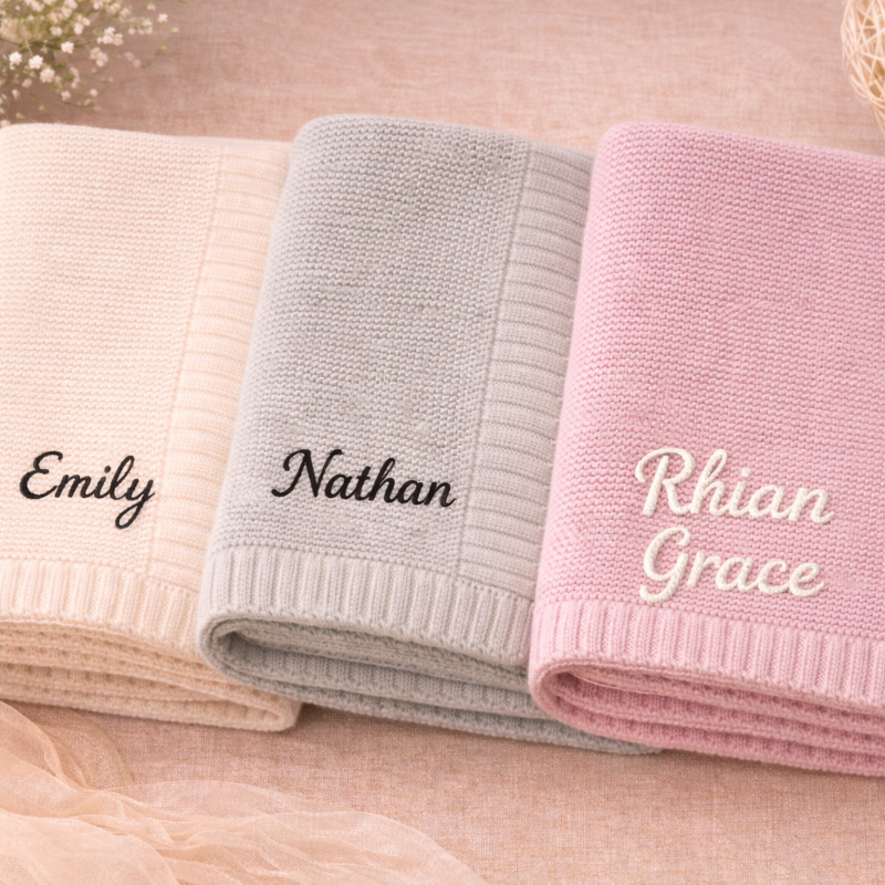 Personalized Baby Blanket – Mjuk & unik – Personlig broderad bomullsfilt