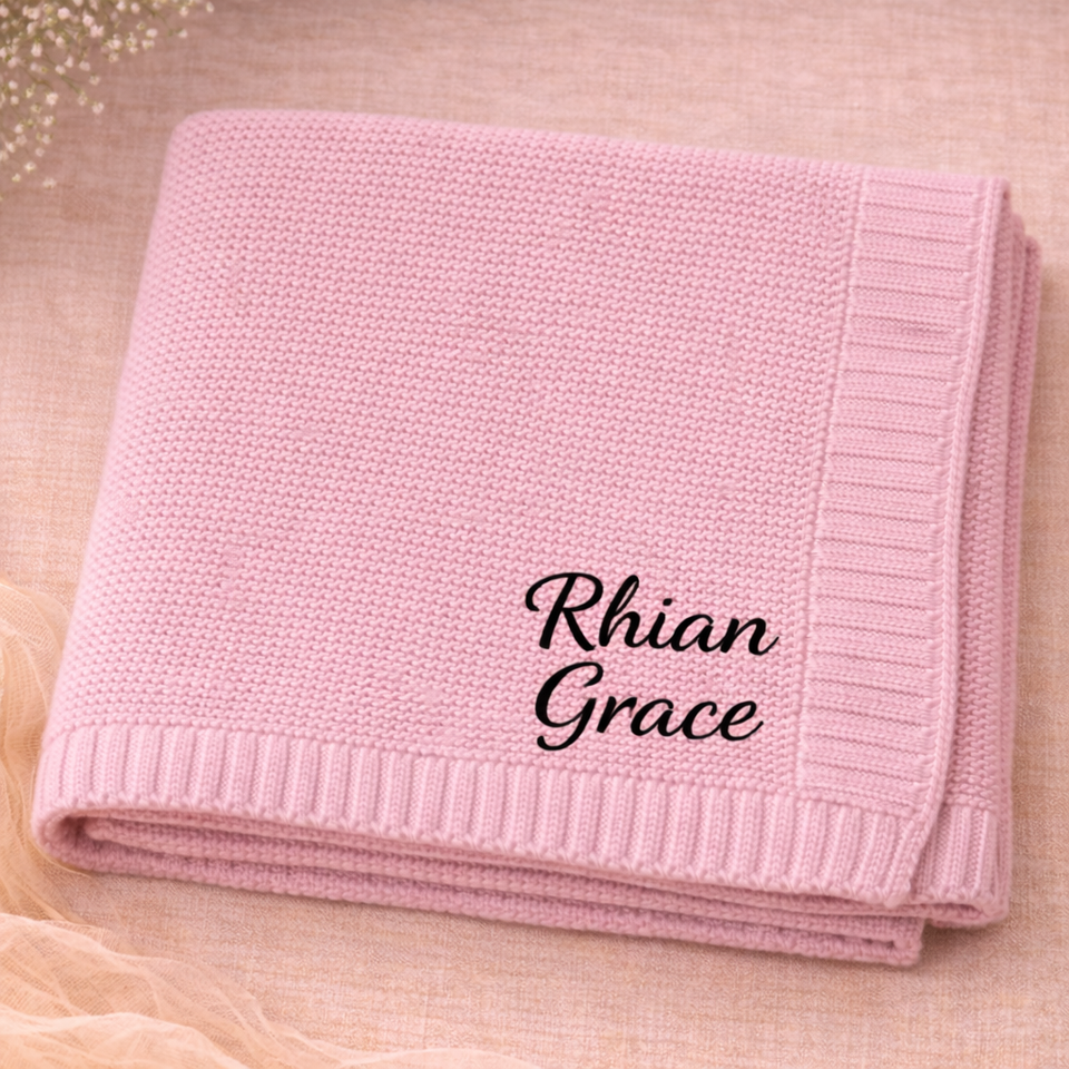 Personalized Baby Blanket – Mjuk & unik – Personlig broderad bomullsfilt