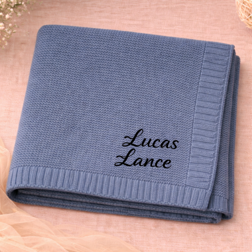 Personalized Baby Blanket – Mjuk & unik – Personlig broderad bomullsfilt