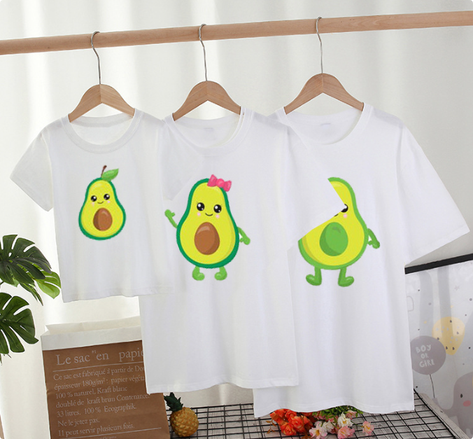 Mini Fashion™ - Matcha med familjen - Avocado T-shirt Vit