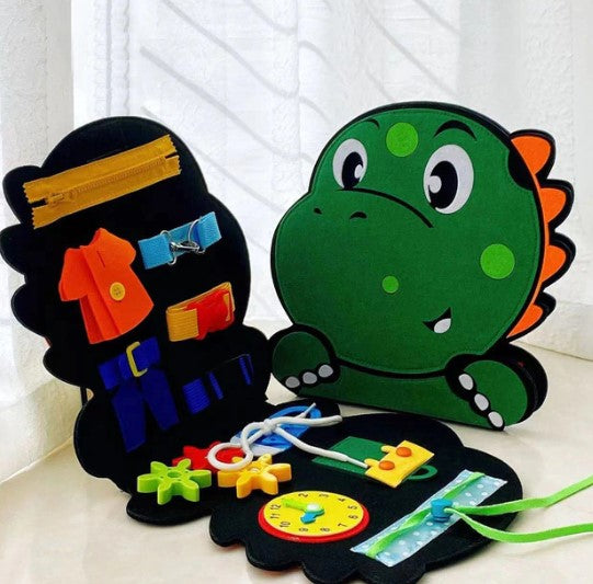 Toddler Busy Board™ - Sensoriska äventyr - Dino-filtbok
