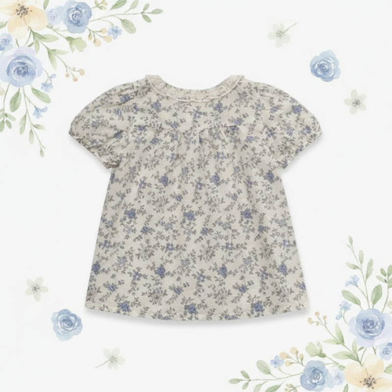 Vine Print Blouse – Lätt och gulligt – Barnblus med puffärmar