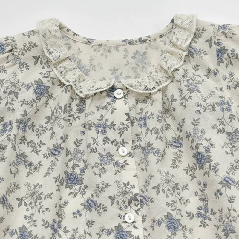 Vine Print Blouse – Lätt och gulligt – Barnblus med puffärmar