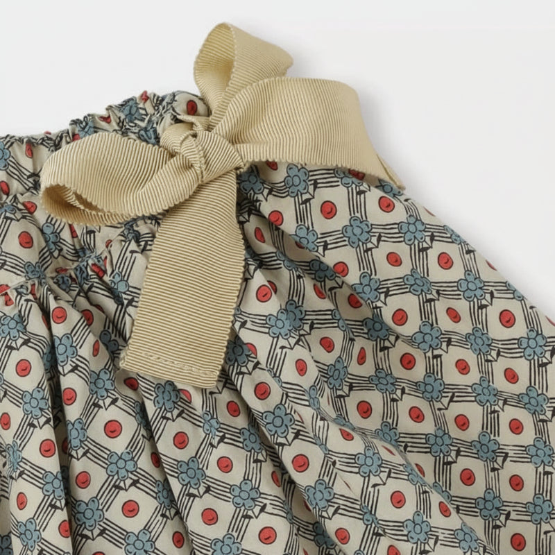 Matching Set – Bekvämt & med prästkrage-mönster – bloomers, kjol & blus