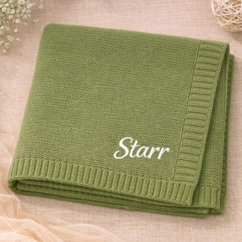 Personalized Baby Blanket – Mjuk & unik – Personlig broderad bomullsfilt