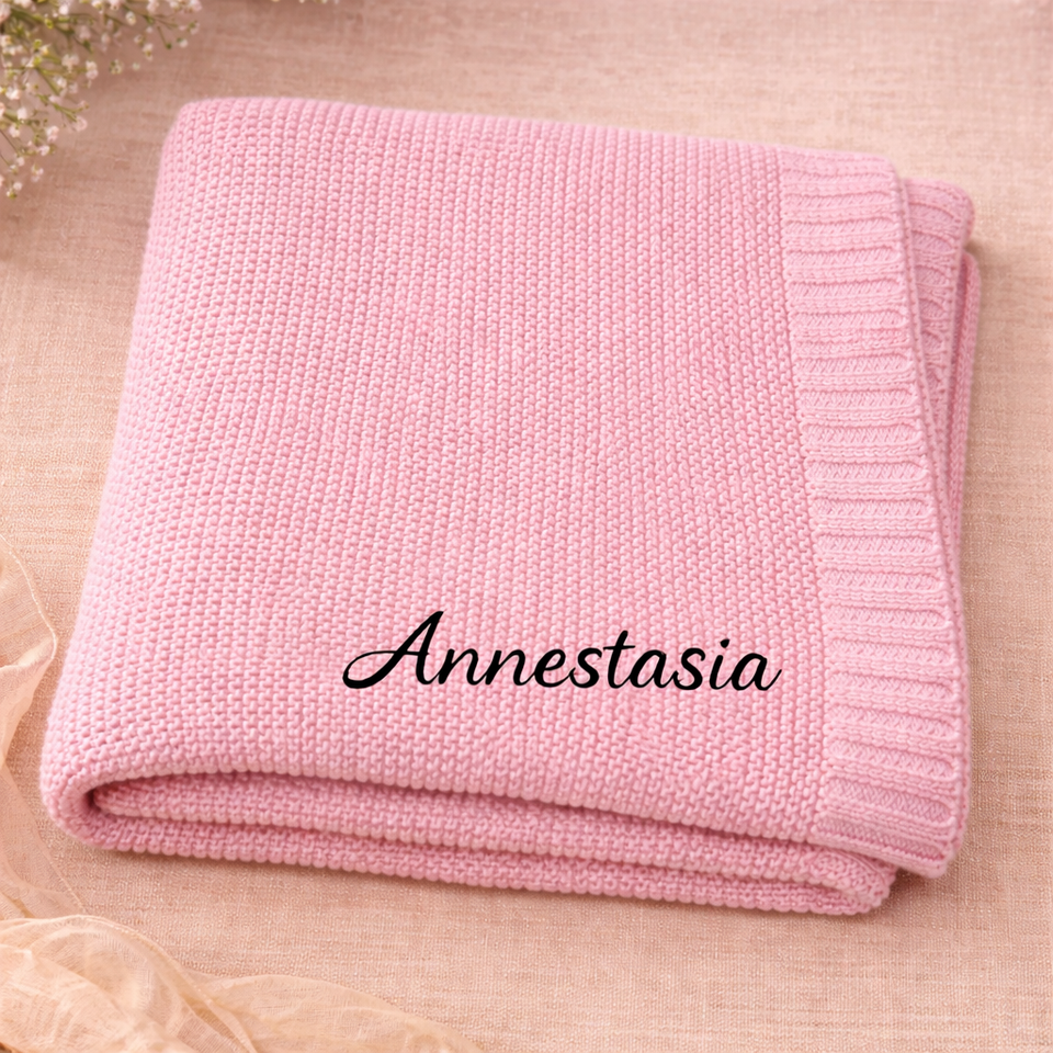 Personalized Baby Blanket – Mjuk & unik – Personlig broderad bomullsfilt
