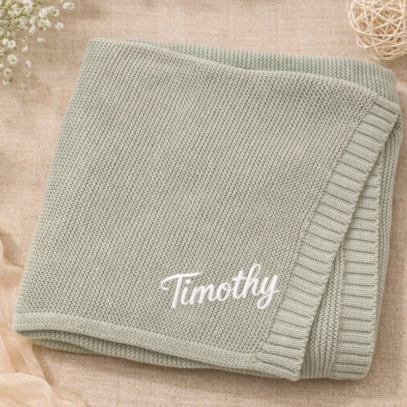 Personalized Baby Blanket – Mjuk & unik – Personlig broderad bomullsfilt