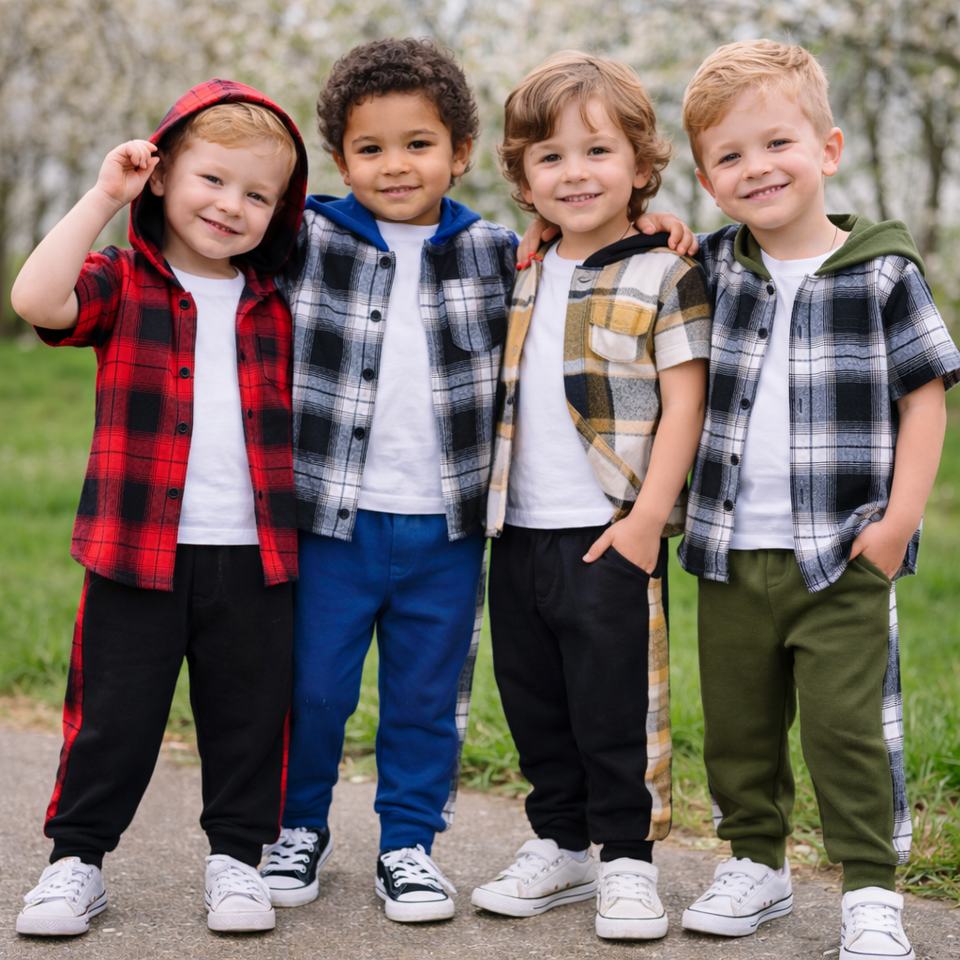 Boys Checkered Outfit – Trendigt och bekvämt – Rutigt klädset för barn
