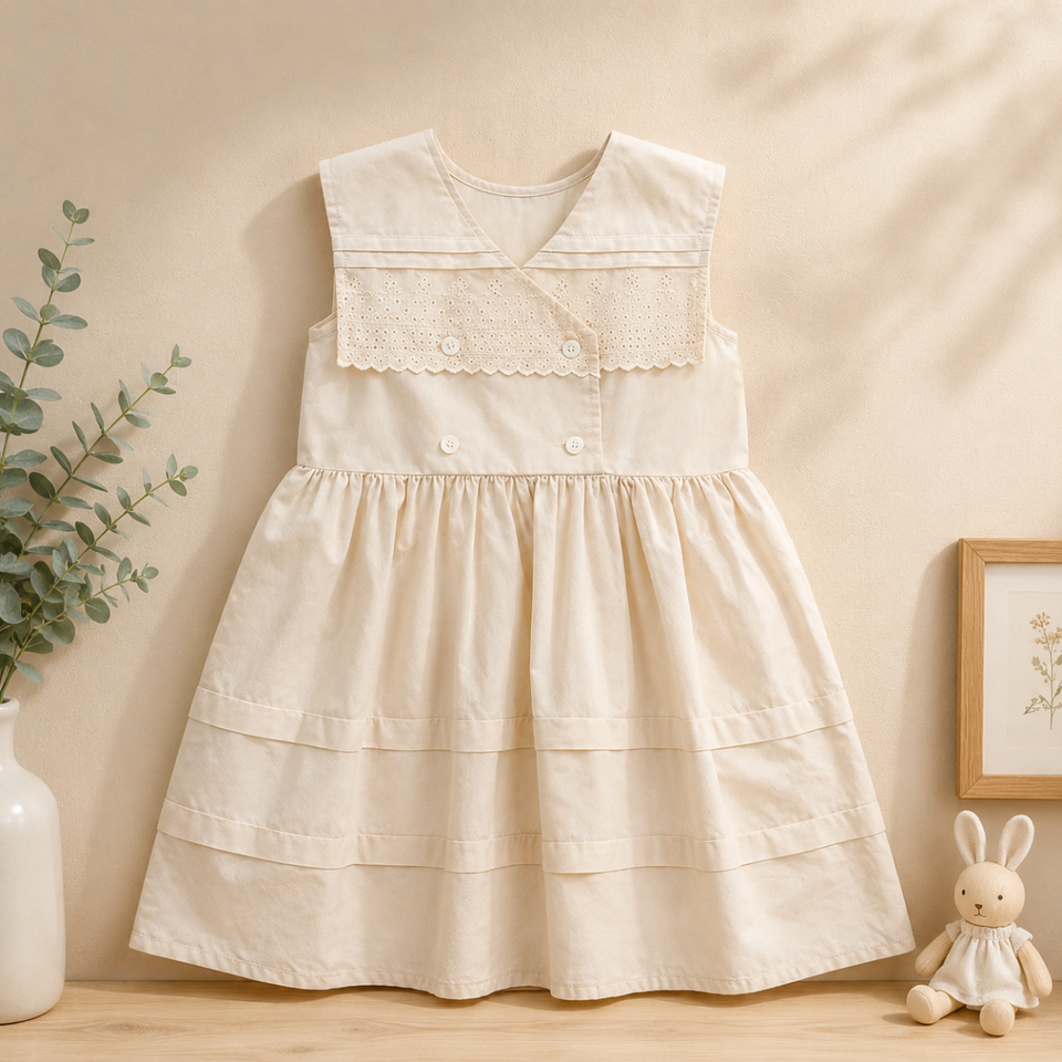 Sleeveless Dress – Elegant och bekväm – Klänning med spetskrage