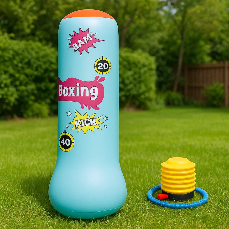BopBag – Roligt & Aktivt – Uppblåsbar boxningssäck med handskar